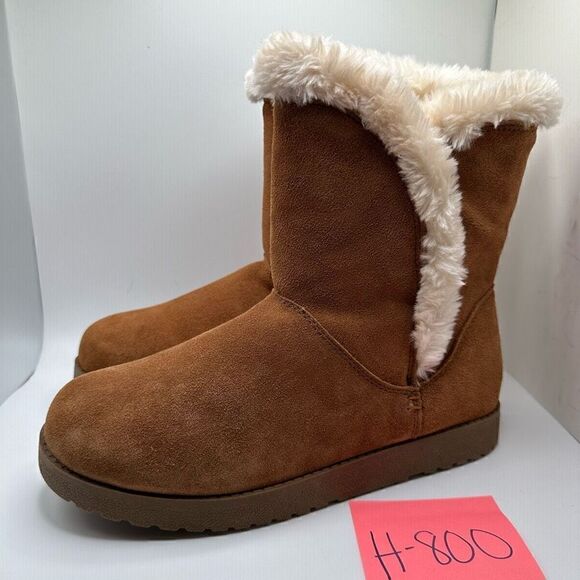 CUSHIONAIRE Women's Heather pull on boot +Memory Foam 8.5 CHESTNUT - Picture 3 of 7